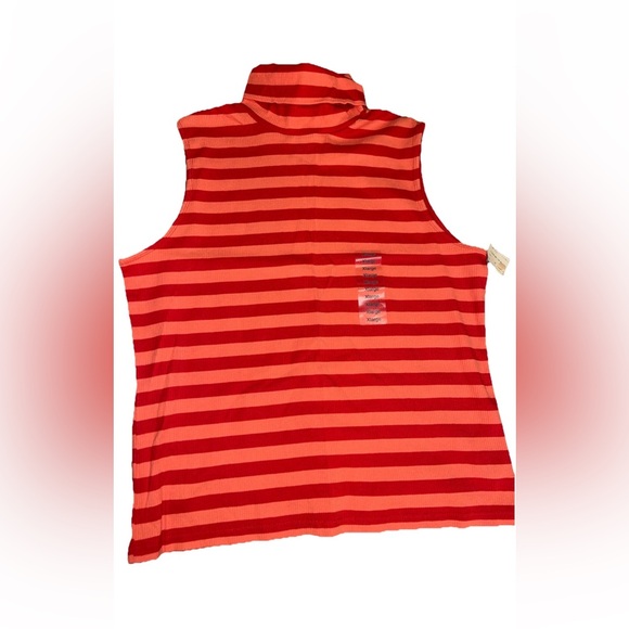 🆕St John’s bay ladies NWT red orange striped sleeveless ribbed pullover size XL - Picture 7 of 10